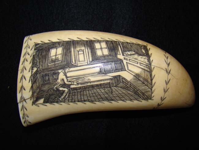 A fine 19th century Scrimshawed Antique Whale's Tooth — image 2